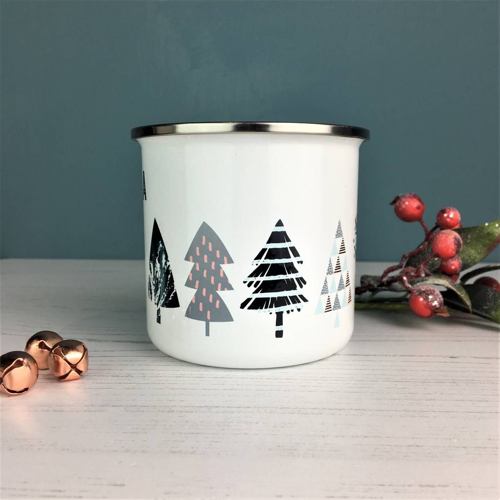 Cool Nordic Christmas Tree Enamel Mug - Hendog Designs