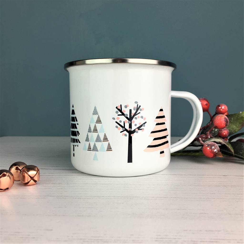 Cool Nordic Christmas Tree Enamel Mug - Hendog Designs