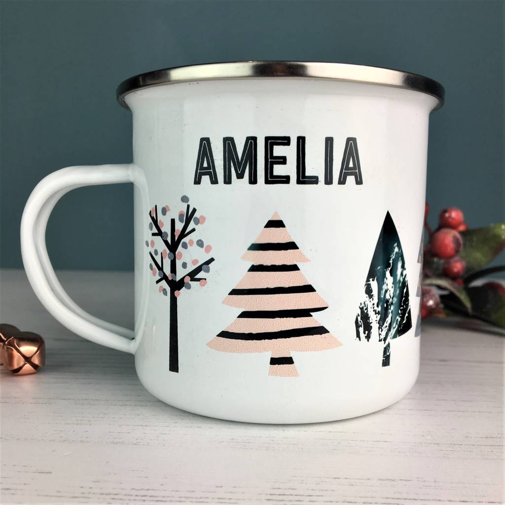 Cool Nordic Christmas Tree Enamel Mug - Hendog Designs