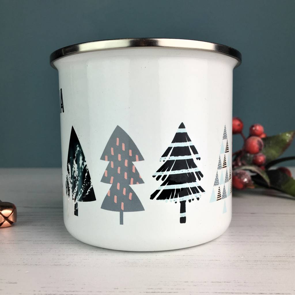 Cool Nordic Christmas Tree Enamel Mug - Hendog Designs
