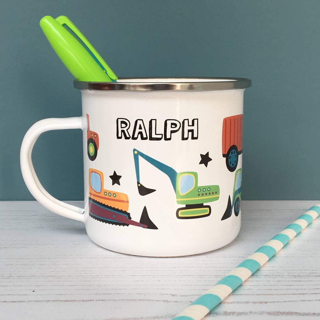Trucks and Diggers Enamel Mug - Hendog Designs