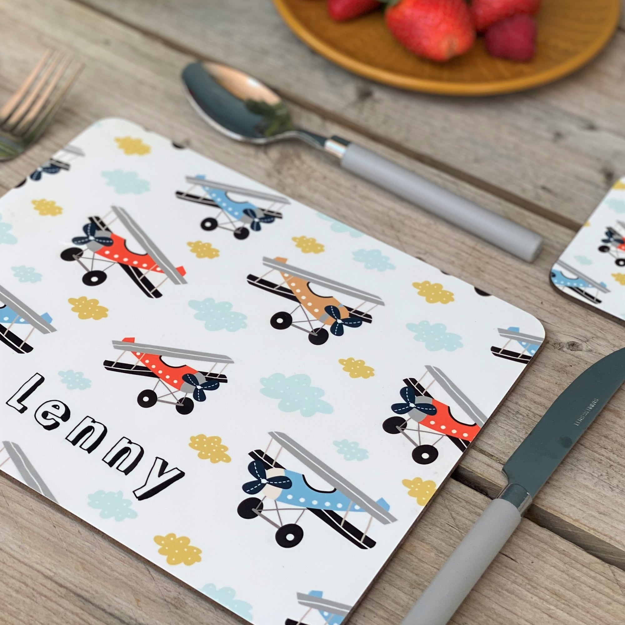 Aeroplanes Personalised Placemat - Vintage planes for boys and girls