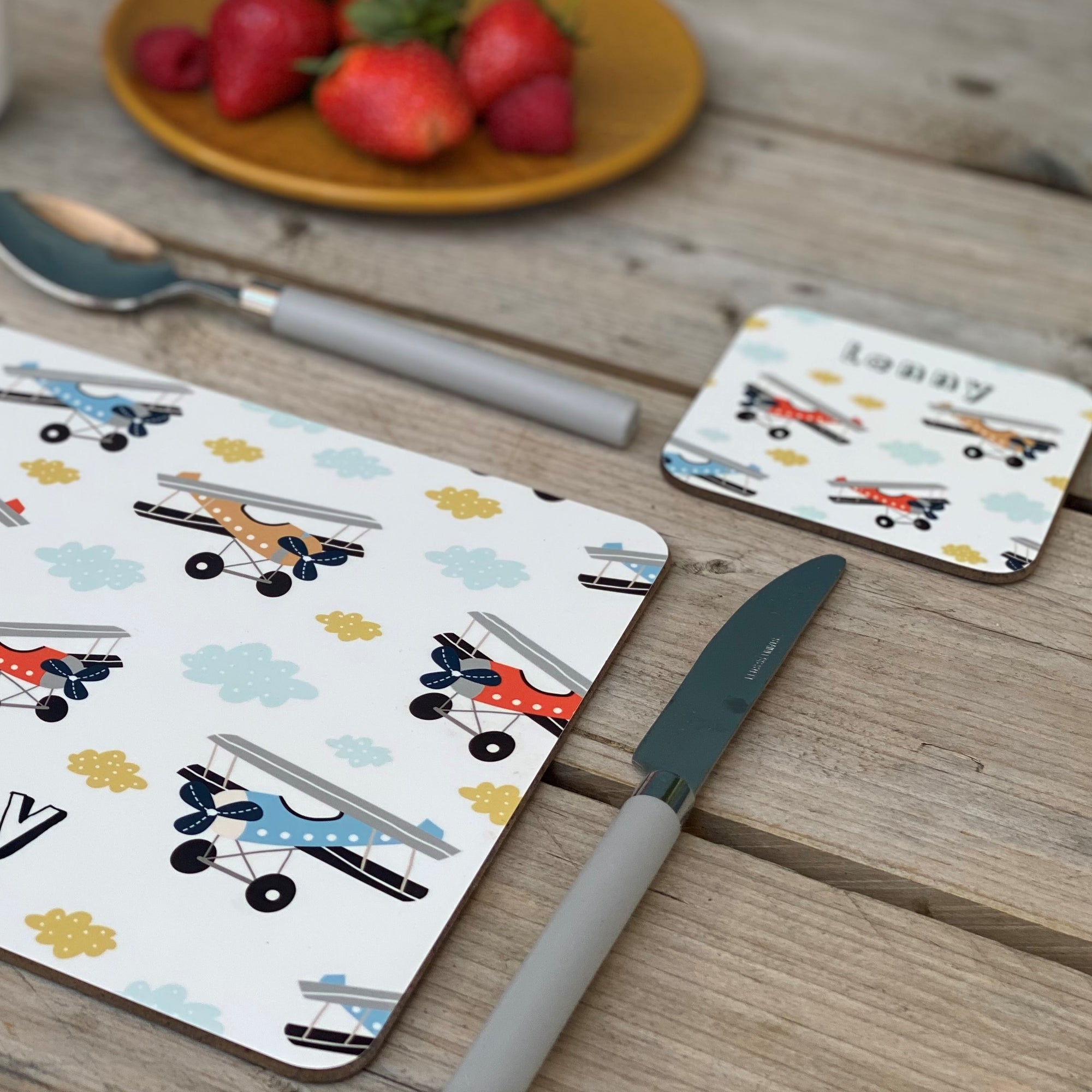 Aeroplanes Personalised Placemat - Vintage planes for boys and girls