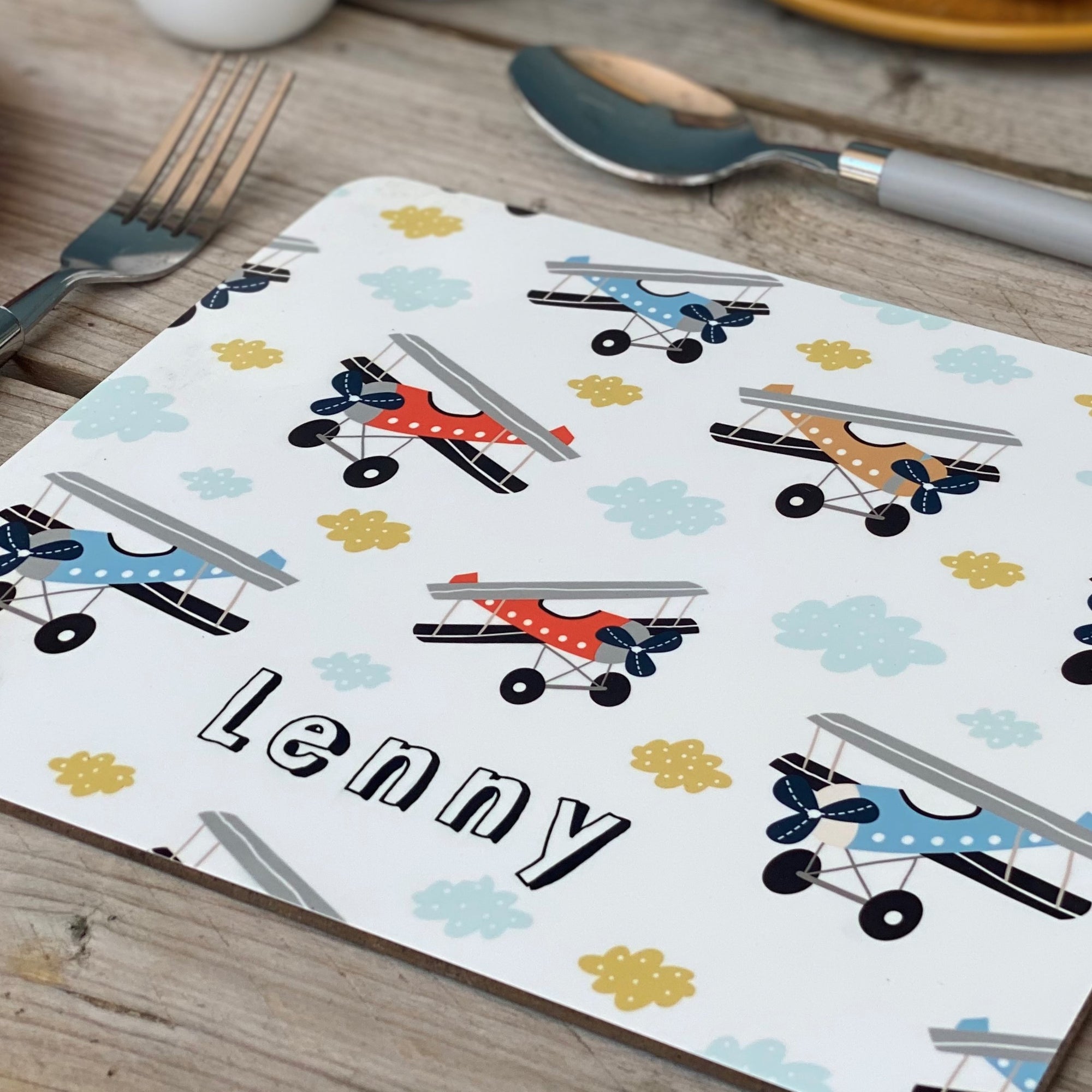 Aeroplanes Personalised Placemat - Vintage planes for boys and girls