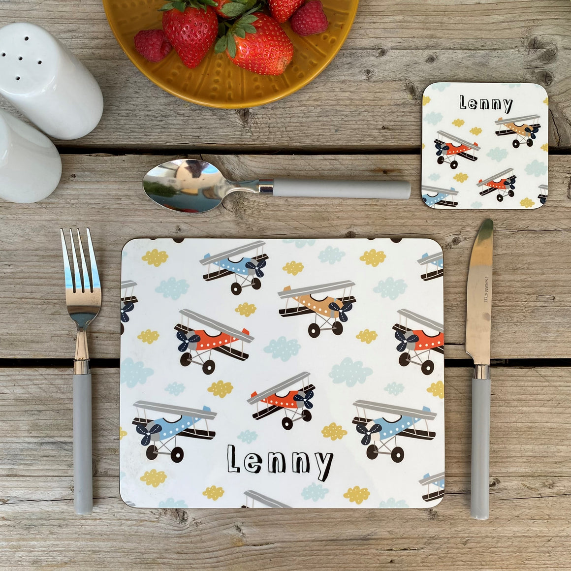 Aeroplanes Personalised Placemat - Vintage planes for boys and girls