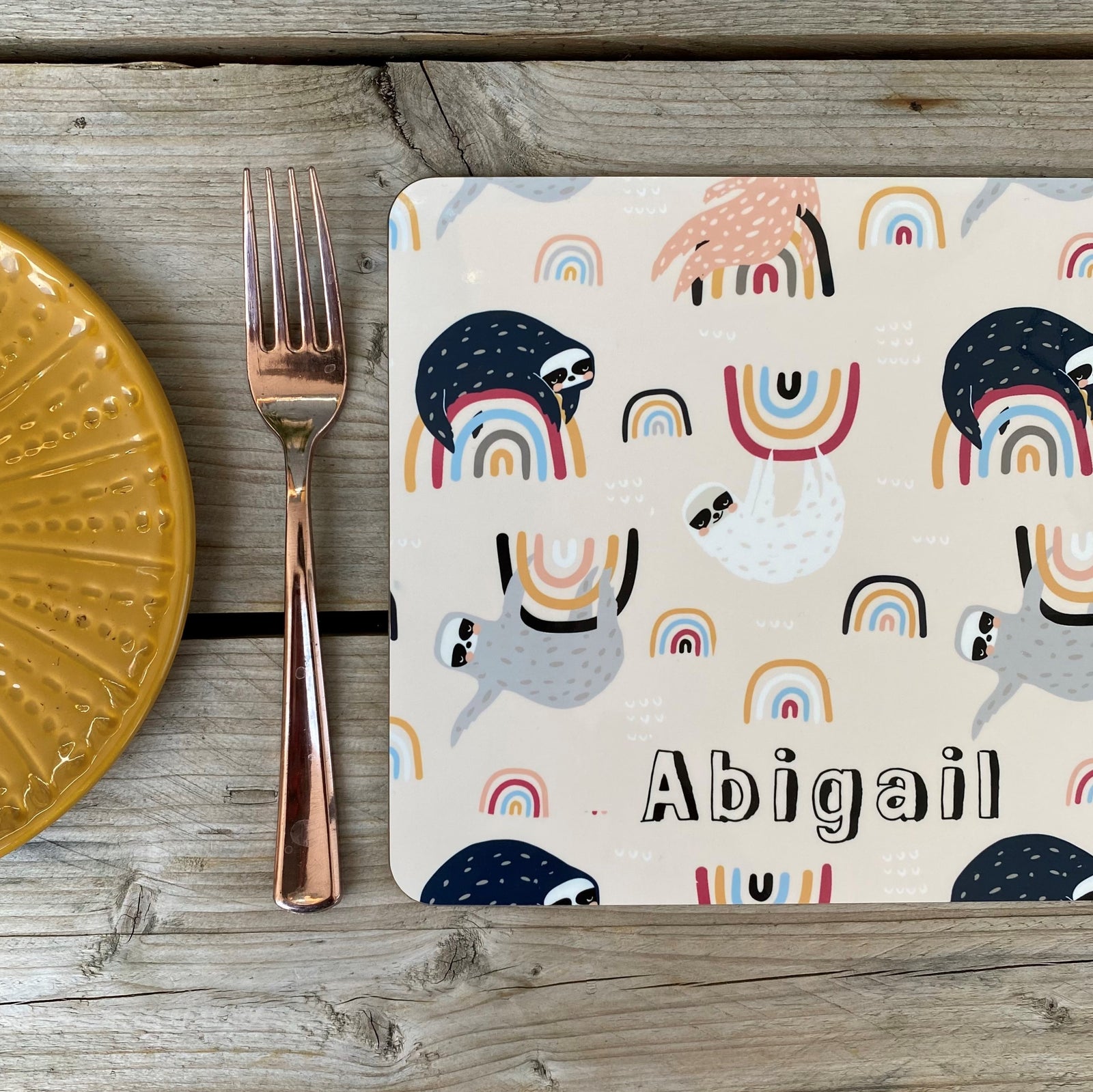 Sloths & Rainbows Personalised Placemat