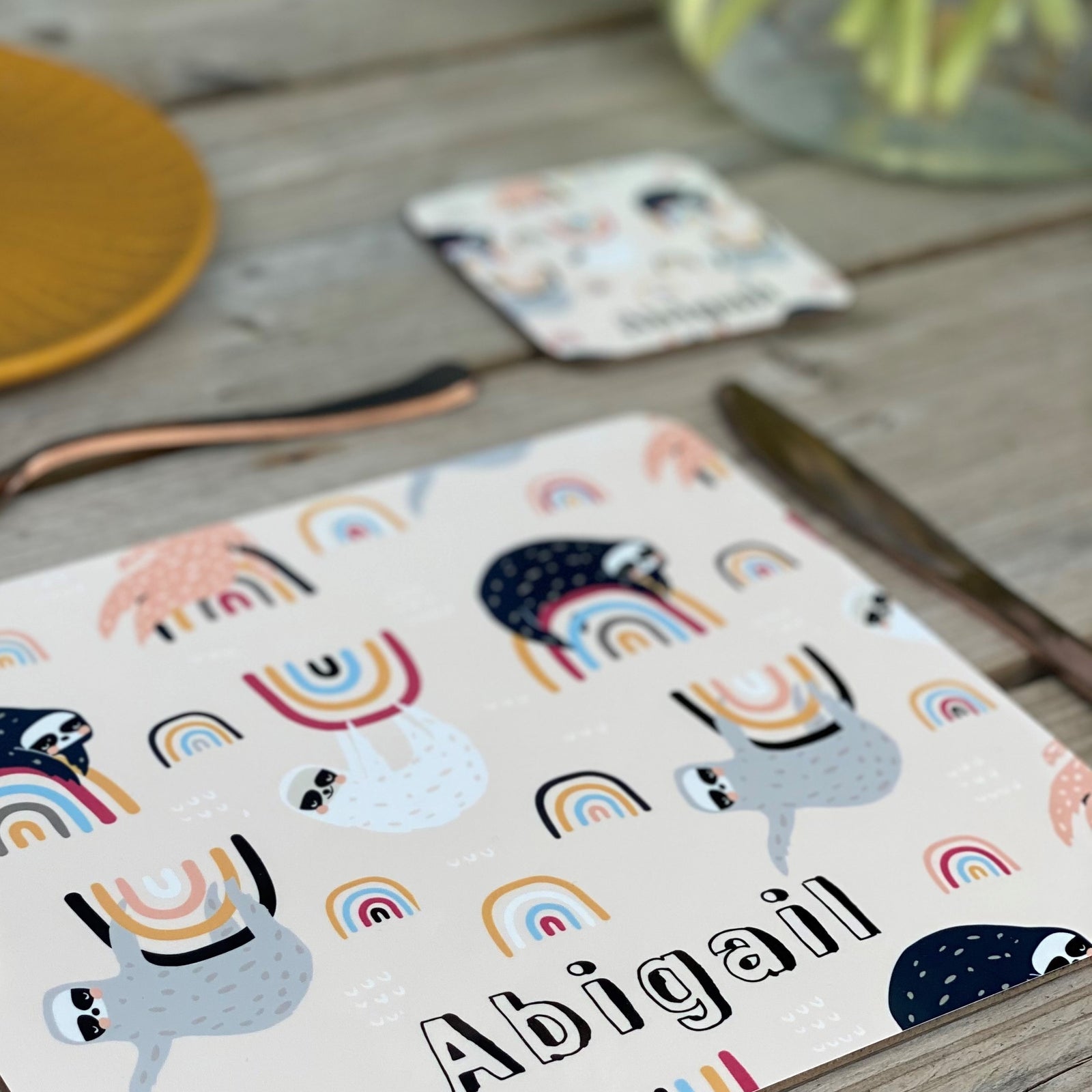 Sloths & Rainbows Personalised Placemat