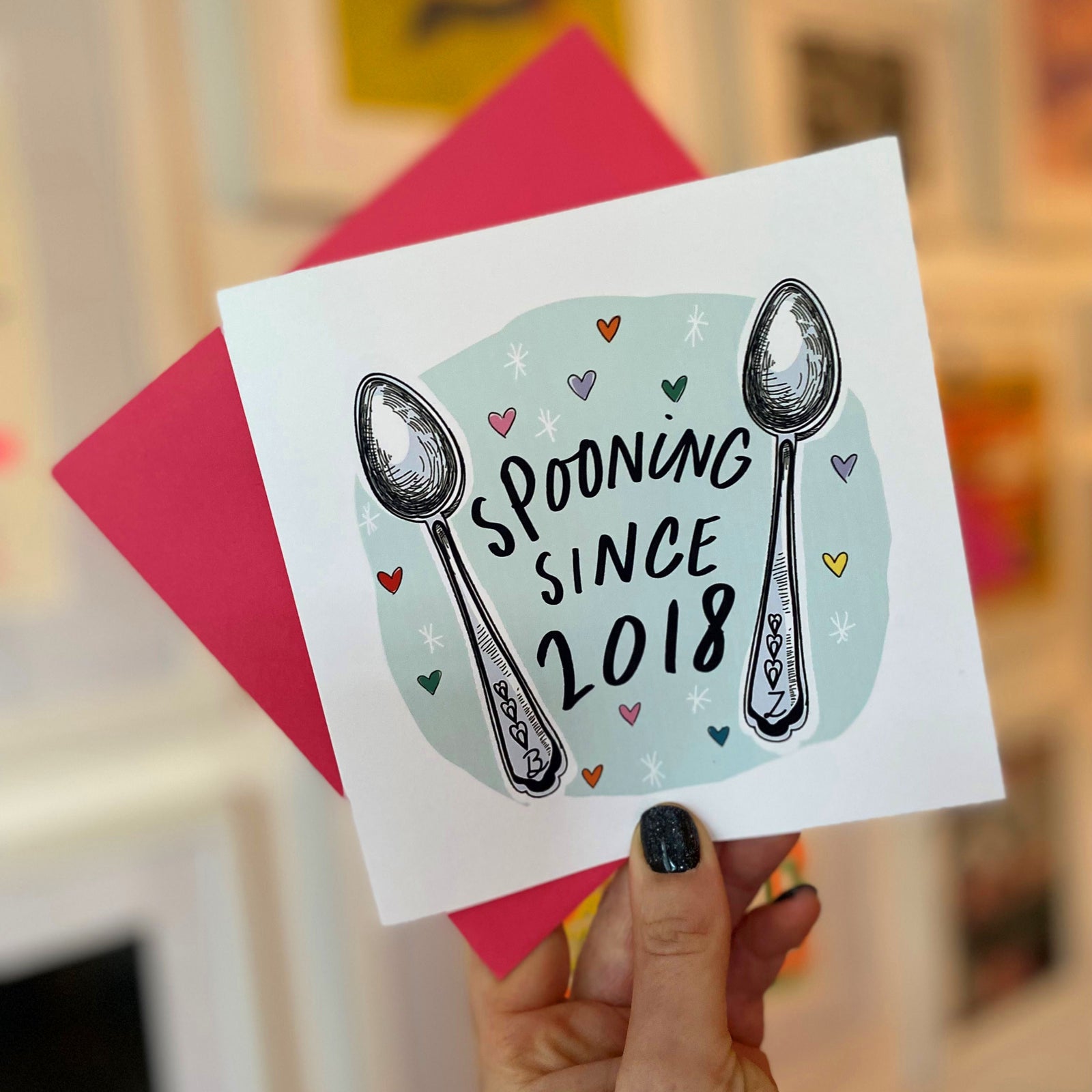 spooning since greeting card with date