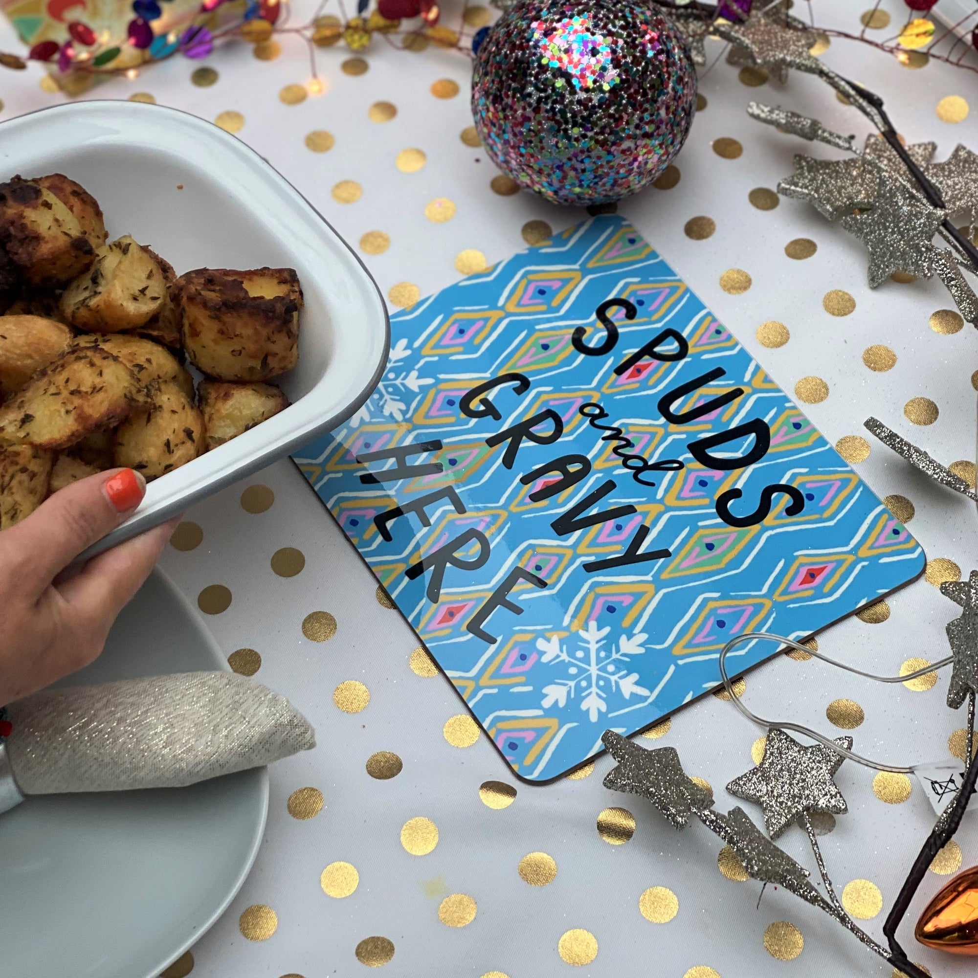 Spuds And Gravy Here Christmas Day Table Mat