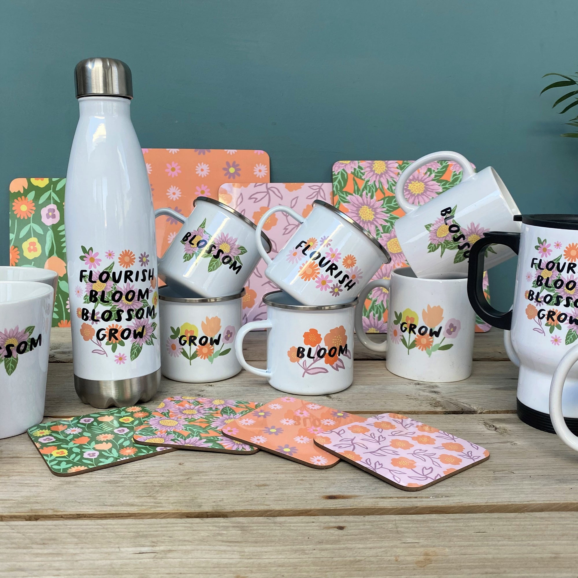 Empowering Flower Enamel Mugs