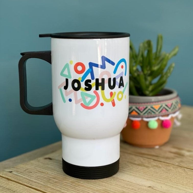 Squiggle Design Personalised Travel Mug
