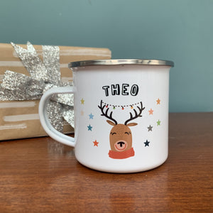 Christmas Enamel Mug with Reindeer