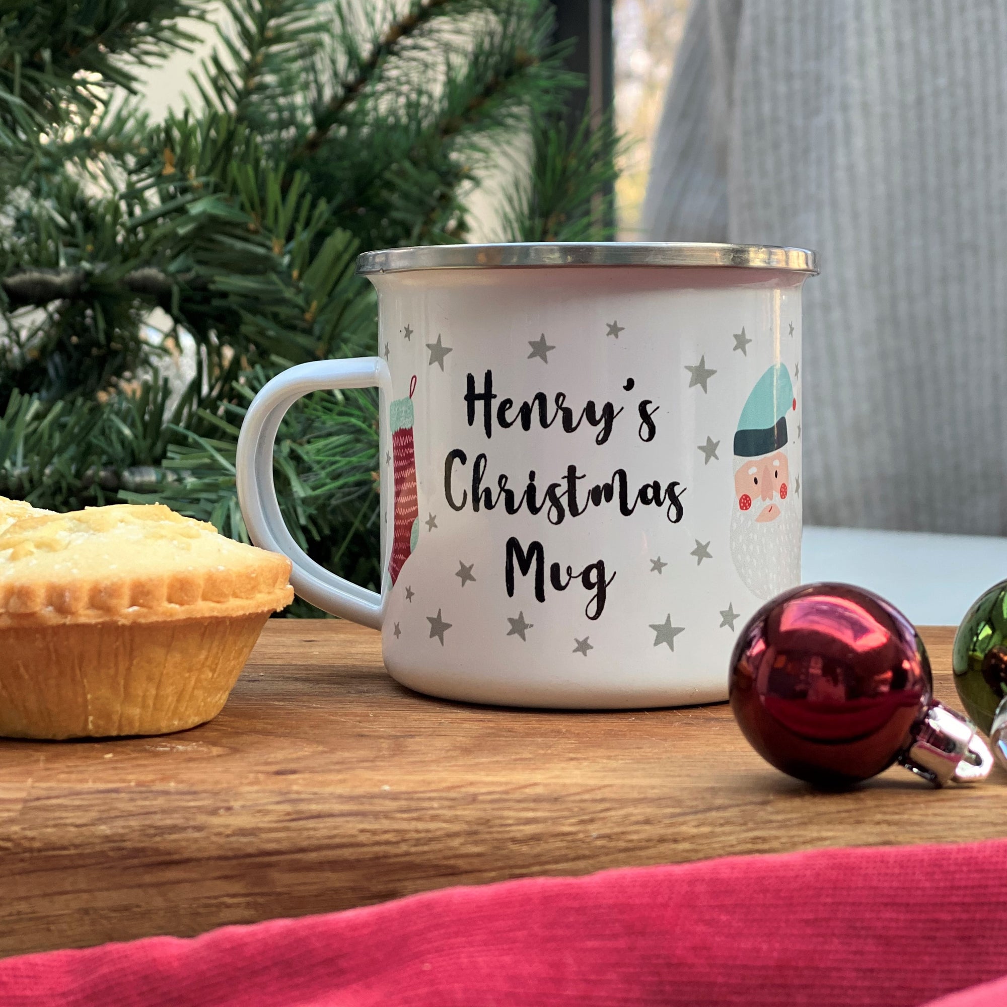 Personalised Traditional Christmas Enamel Mug