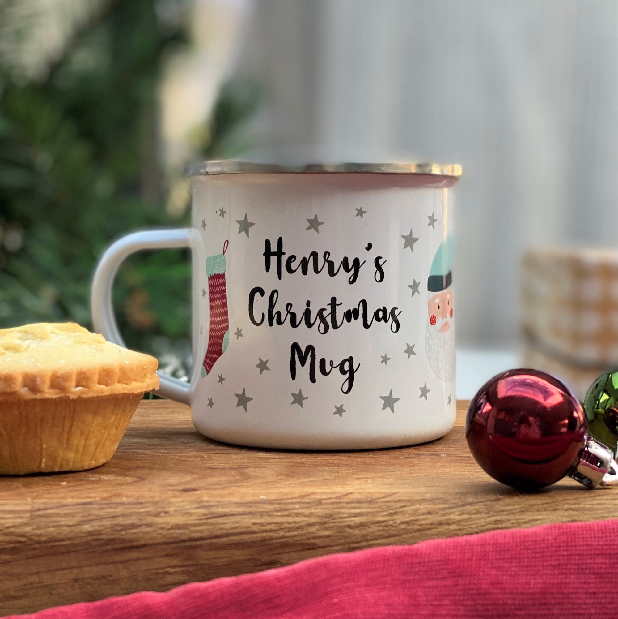 Personalised Traditional Christmas Enamel Mug - Hendog Designs