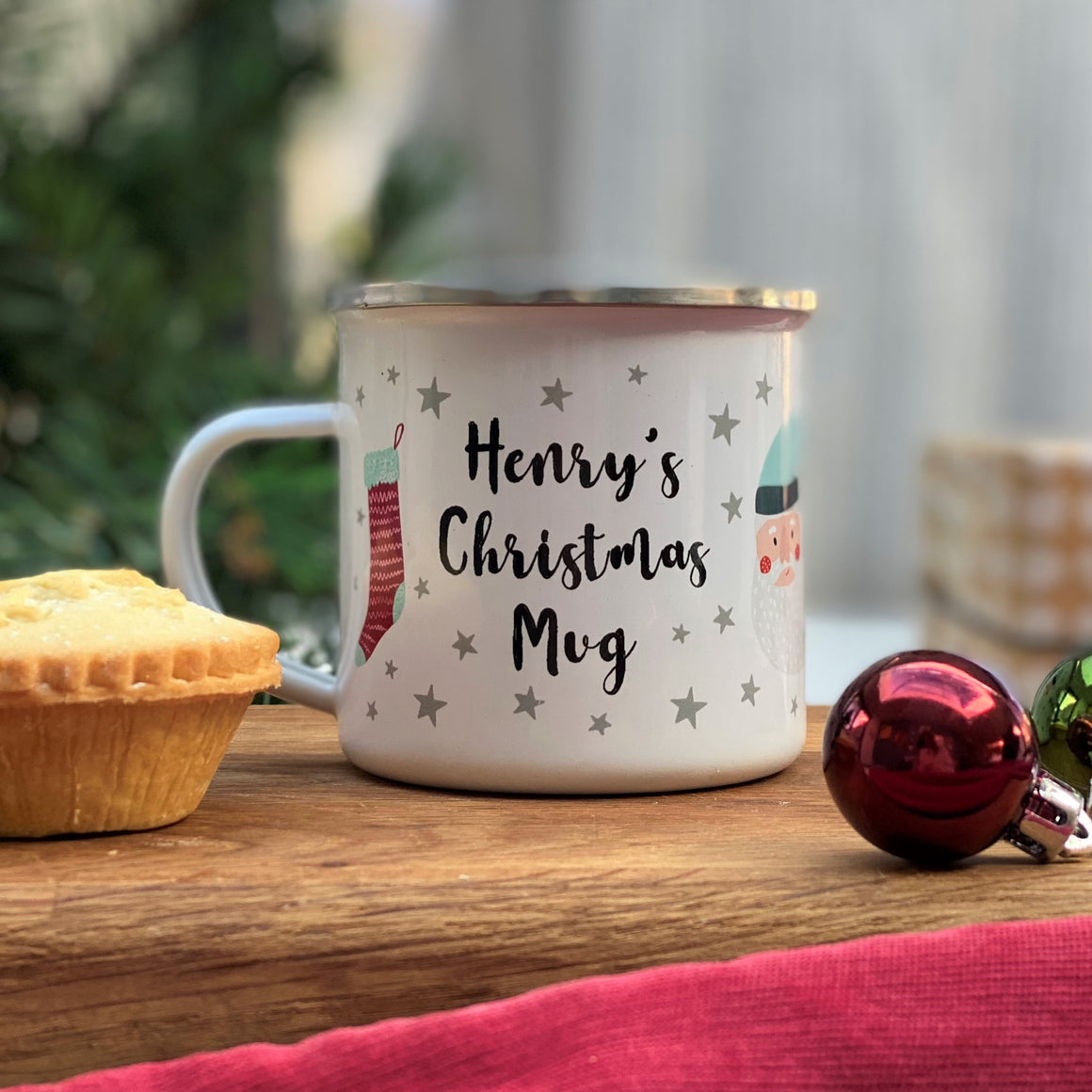 Personalised Traditional Christmas Enamel Mug