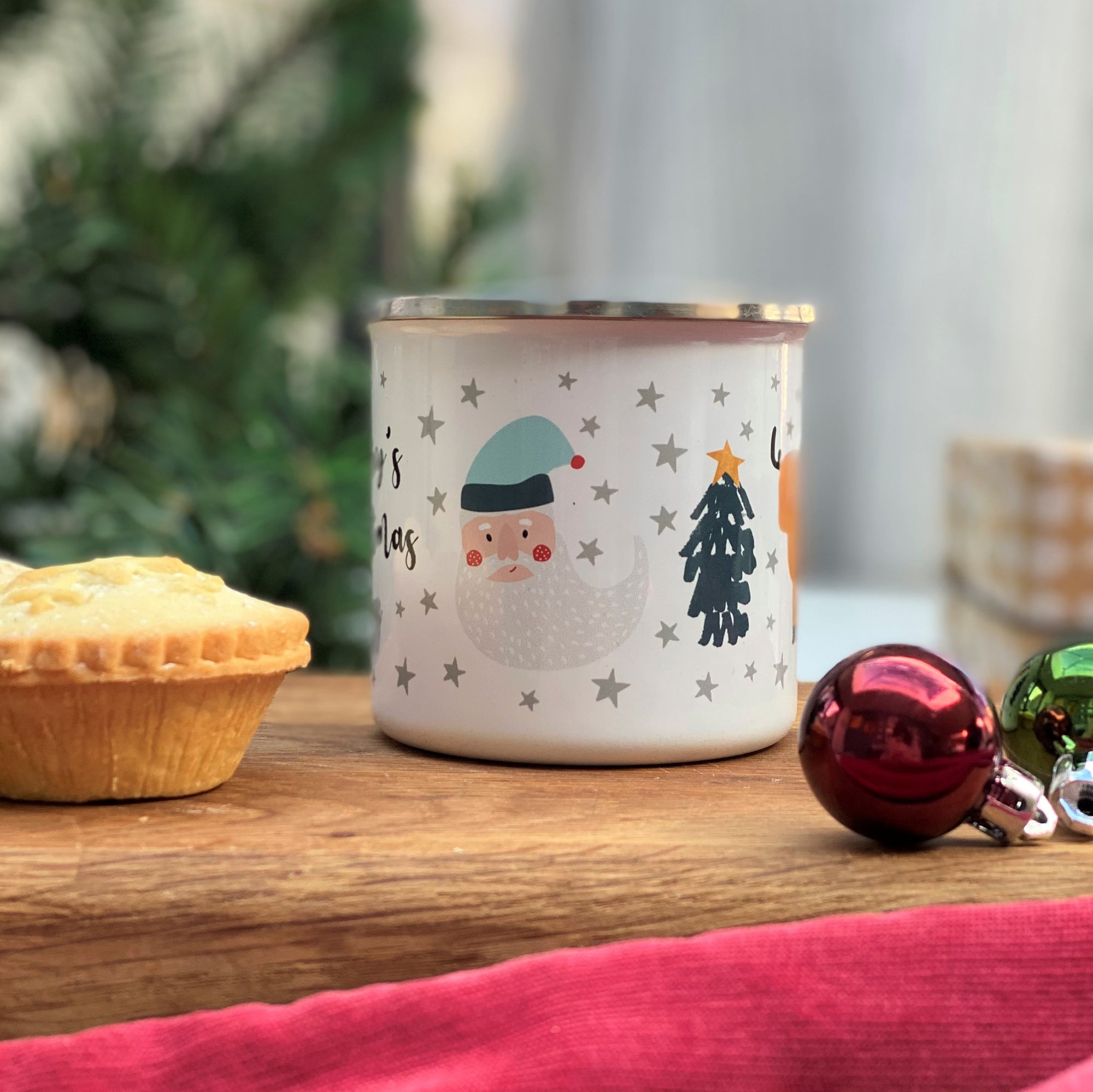 Personalised Traditional Christmas Enamel Mug - Hendog Designs